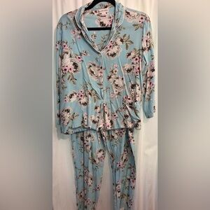 Miss Elaine Light Blue Floral Pajama Set
